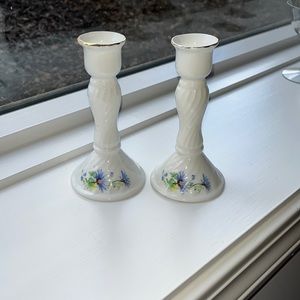 Floral porcelain candlesticks